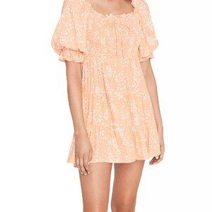 FAITHFULL THE BRAND Women's size L Charolette Floral Print Smocked Mini Dress